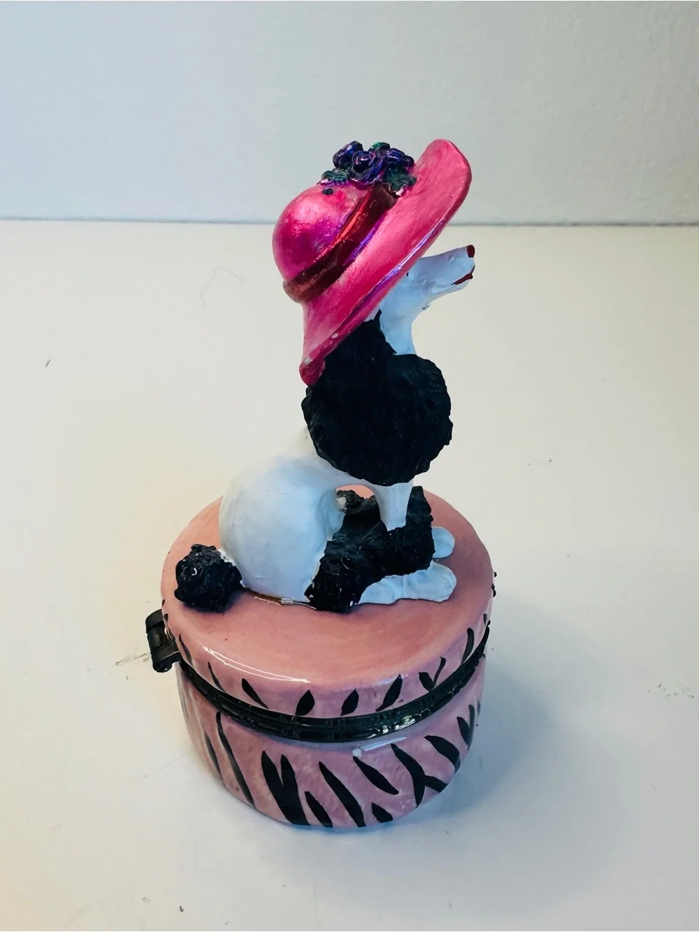 Pink Black Poodle Trinket Box
